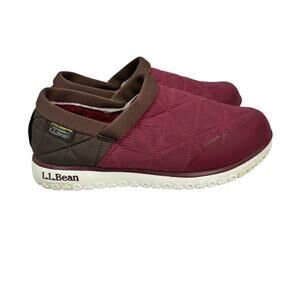 L.L. Bean Women’s Sz 9 Quilted Waterproof Slip-On Burgundy and Brown Shoes